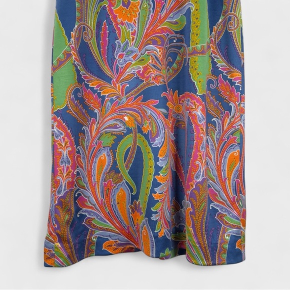Ralph Lauren Black Label Size 2 Multicolor Paisley 100% Silk Jersey Sheath Dress - Picture 5 of 13